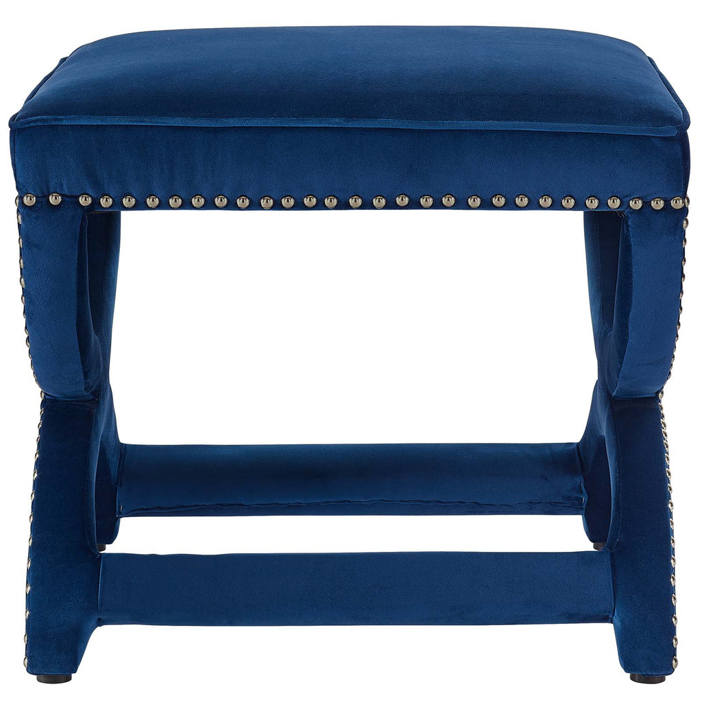 Navy Blue Velvet Accent Chair and Ottoman P5317