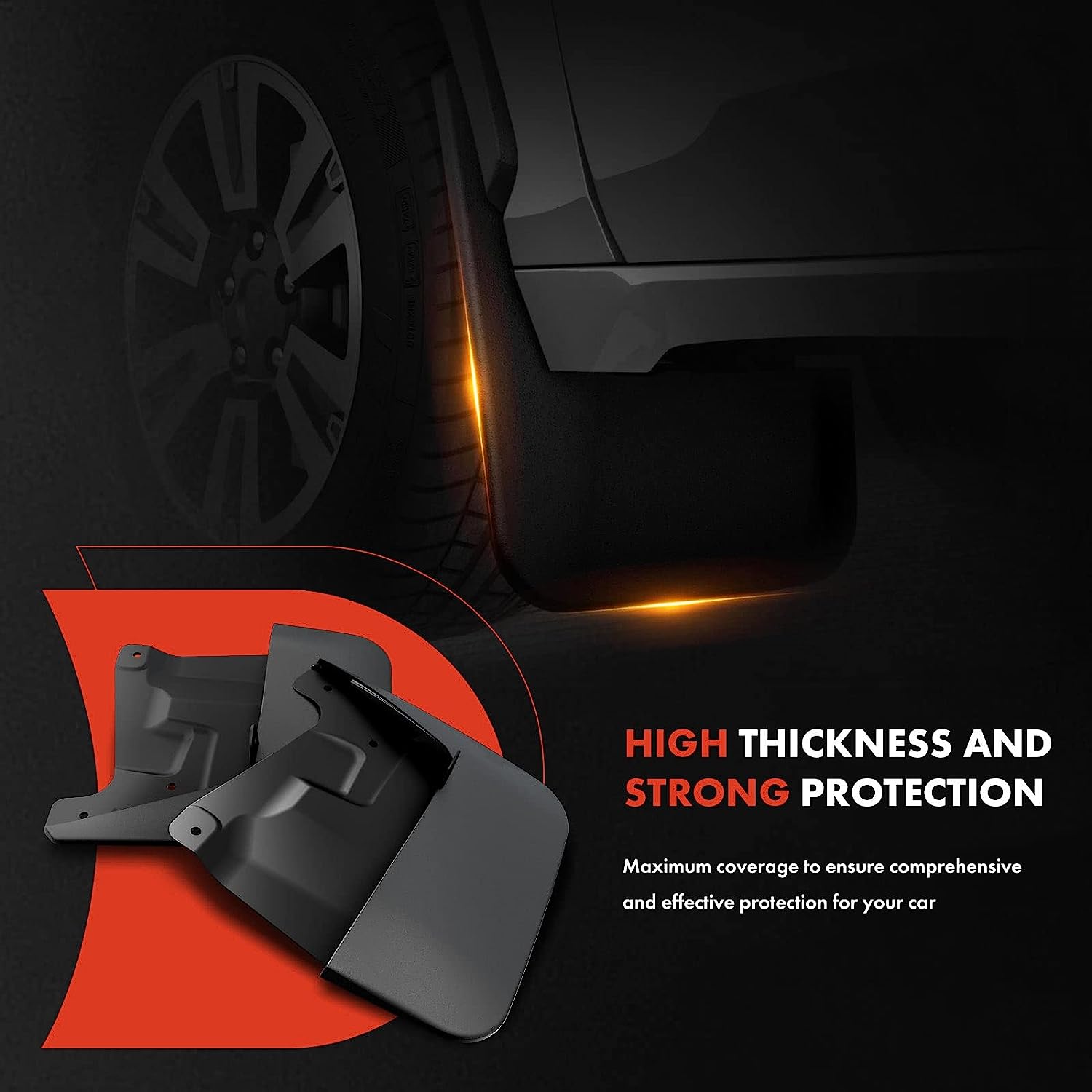 Set of 4 Black Mud Flaps with Hardware Kits B6918