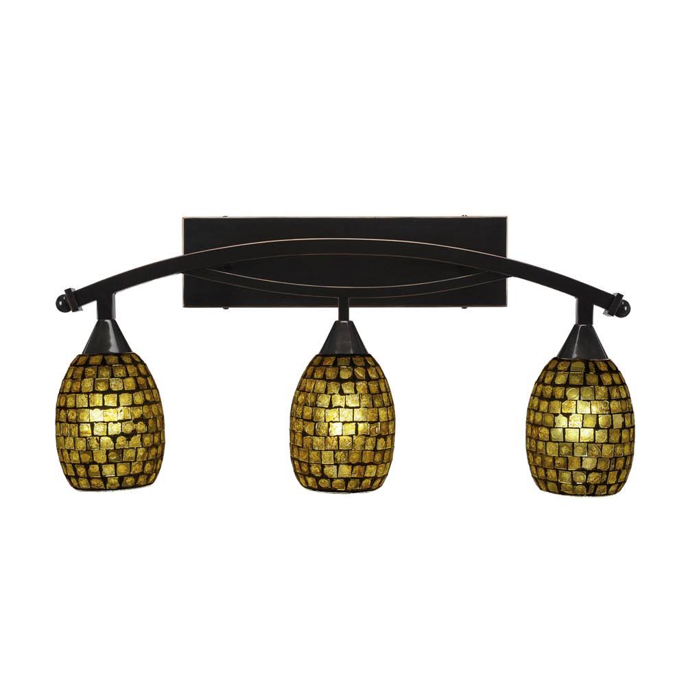 Three Light Bath Bar with Copper Mosaic Glass M685137