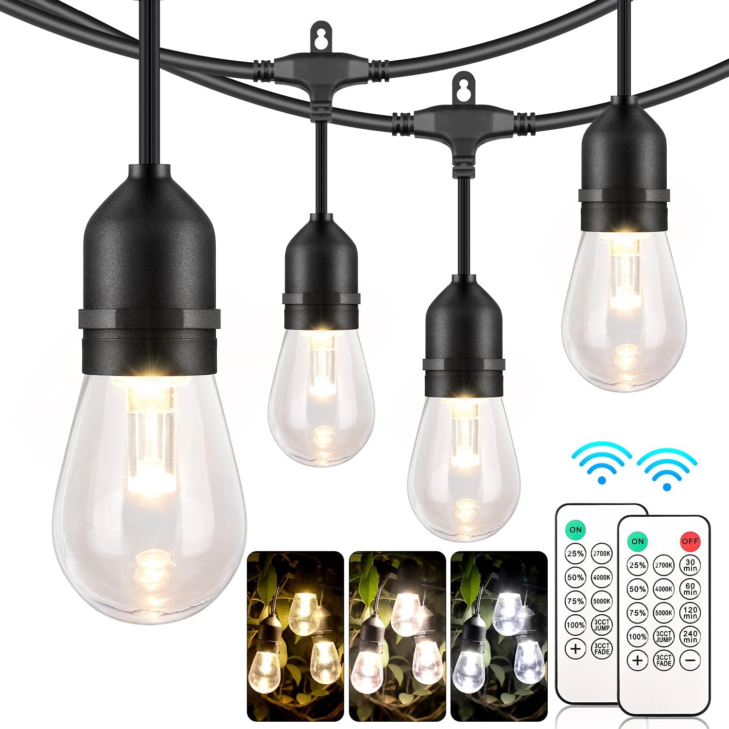 48FT Waterproof Dimmable LED String Lights with Remote D735357