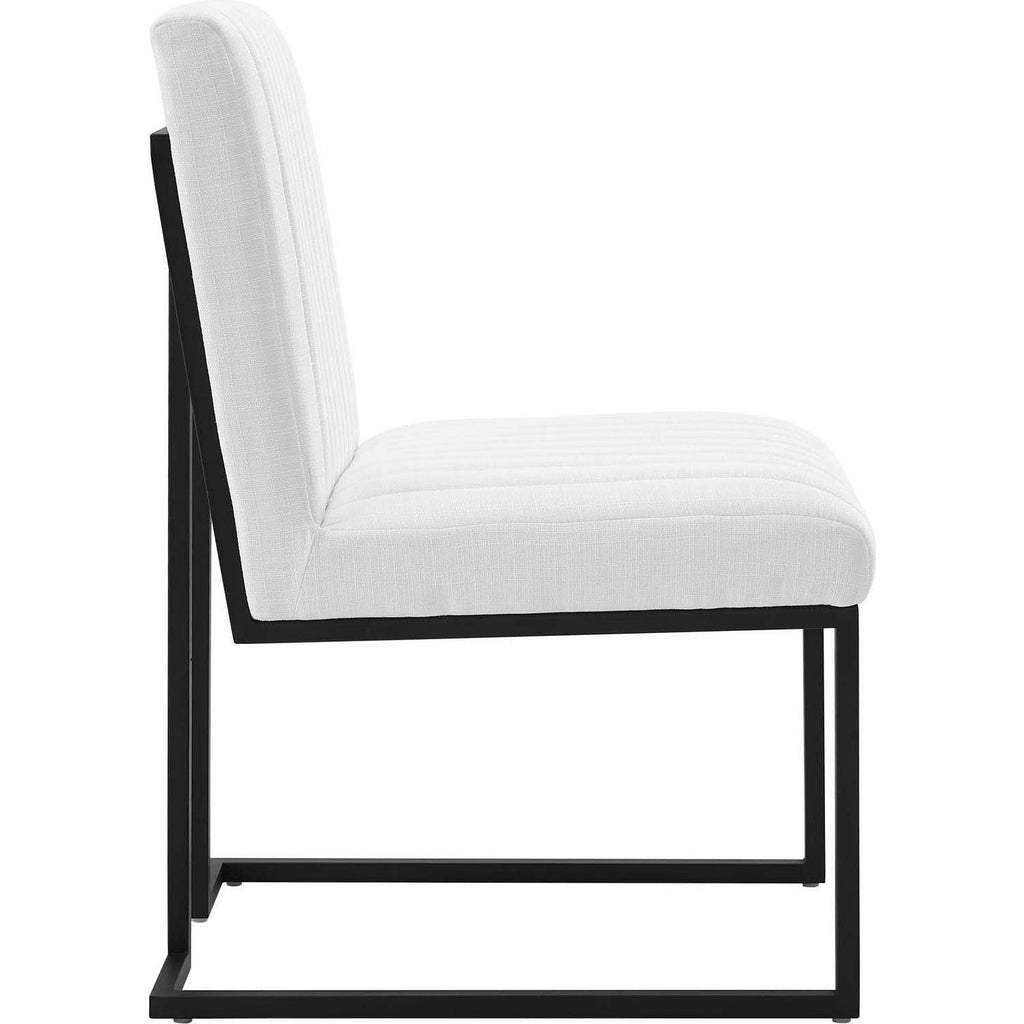White Channel Tufted Fabric Dining Chair L881