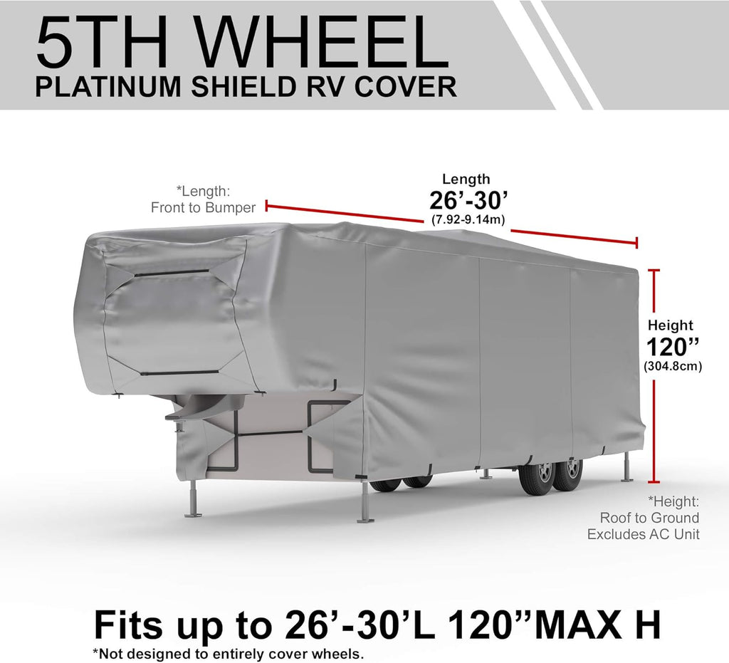 Weatherproof RV Cover for 5th Wheel RV 30' - 32' Long with Fleece Lining W359591
