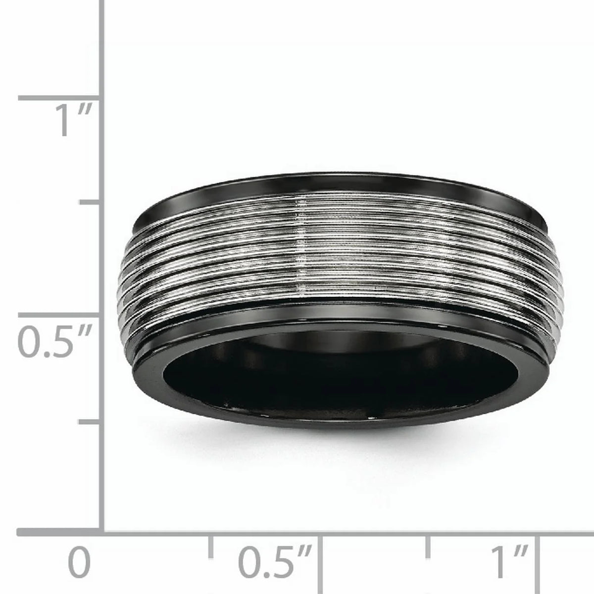 Black Ti & Titanium Polished Grooved Ring V501