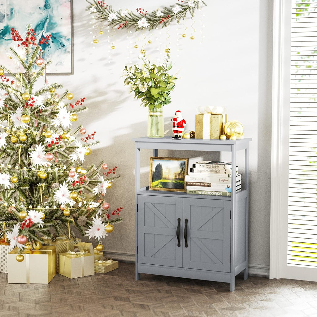 Gray Floor Cabinet with 2 Doors and Adjustable Shelf D565580
