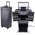Black Rolling Makeup Case Lighted Lockable K5810