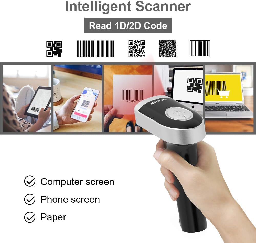 Wireless and Wired Handheld Barcode Scanner with Stand, Pack of 2 B74405