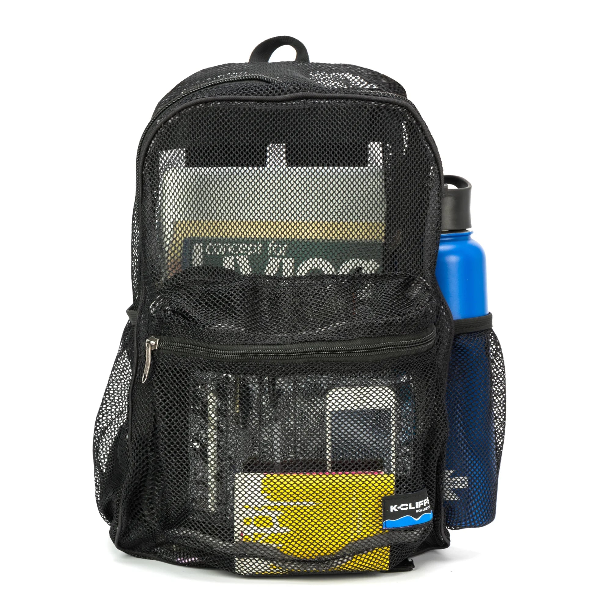 Black Mesh See Through School Backpack V9687