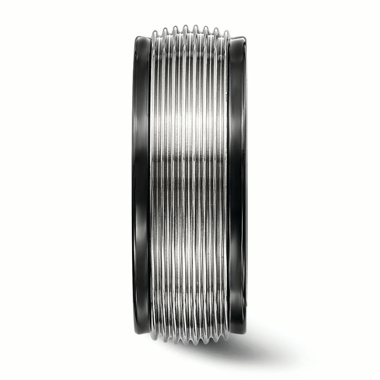 Black Ti & Titanium Polished Grooved Ring V501