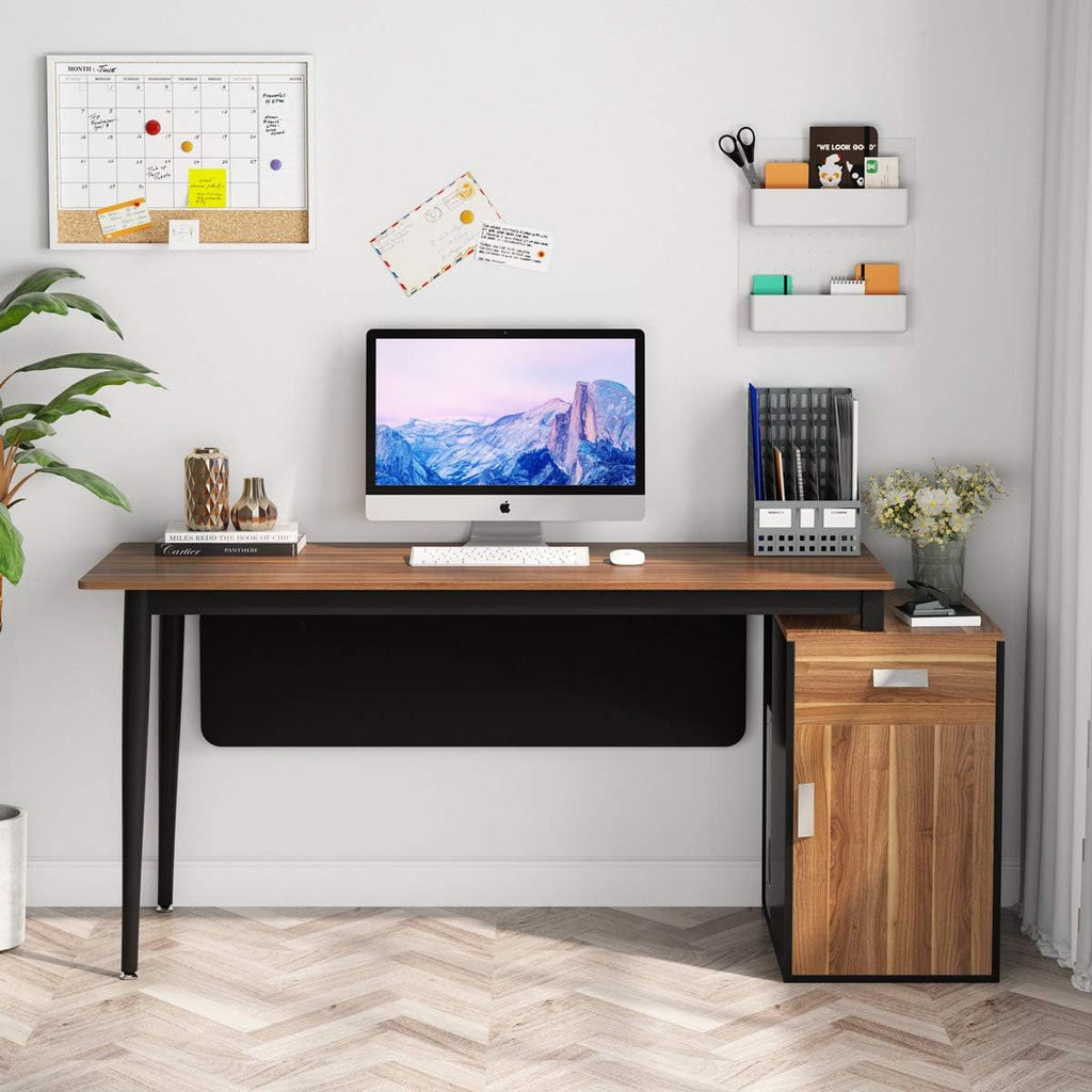 55 inch Computer Desk with Storage Cabinet and Drawer F5011