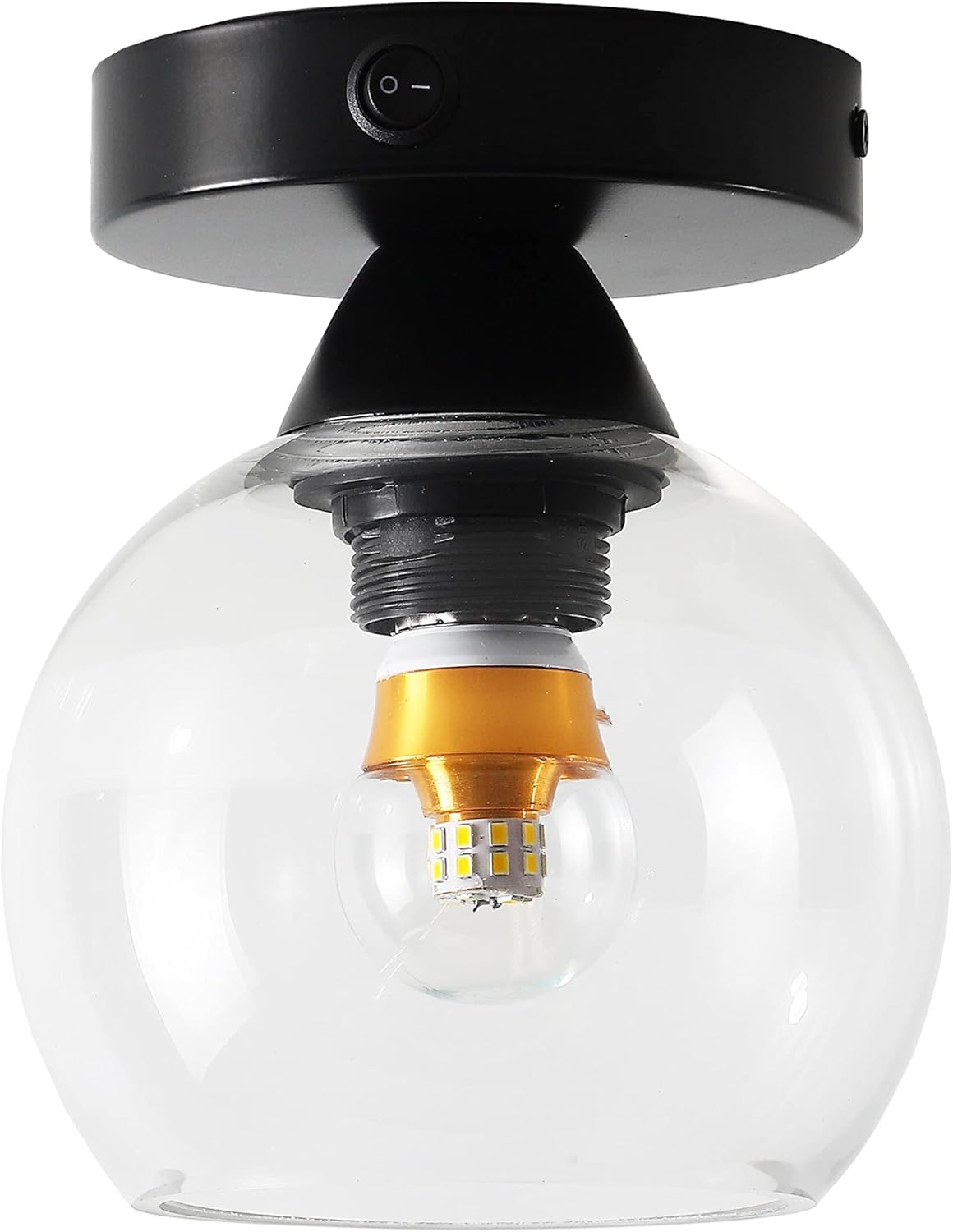 12V LED Pendant Light Fixture with On&Off Switch, Alabaster Sphere Glass Lens T5345