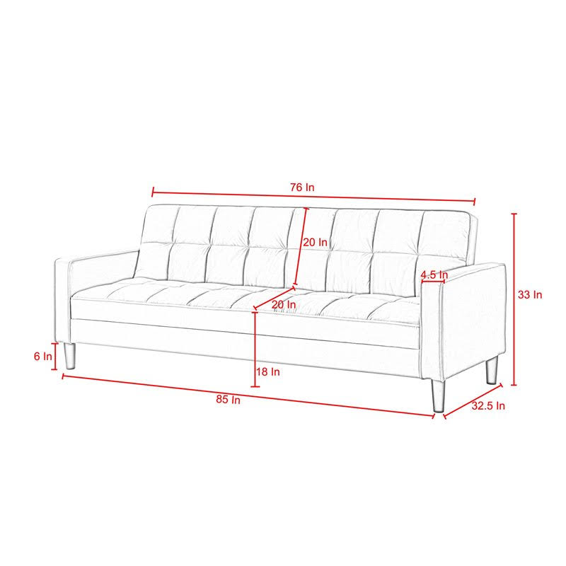 Black Faux Leather Convertible Sleeper Sofa V55012