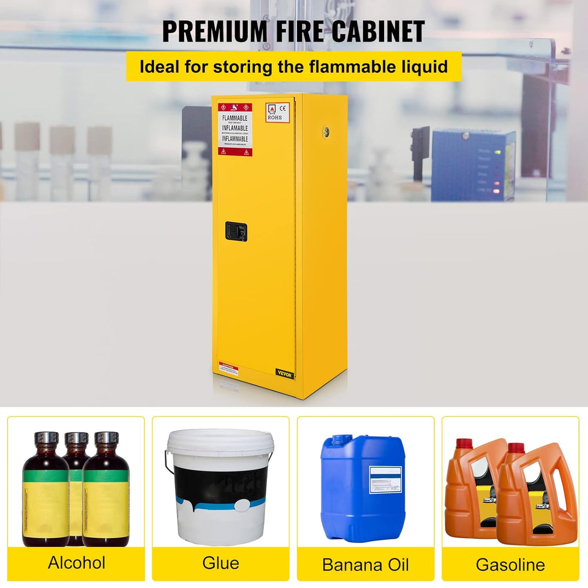 Galvanized Steel Flammable Storage Cabinet with Adjustable Shelf R4290