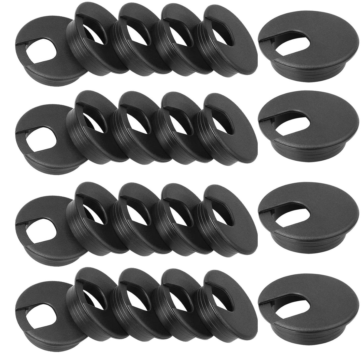 2 Desk Grommet Black, 30PACK Wire Cable Hole Cover PC Computer Desk Plastic Grommet Cord, Tidy Cable Wire Grommet for Office PC Computer Desk Cord Management, (50mm Mounting Hole Diameter) Pack of 2 J93050