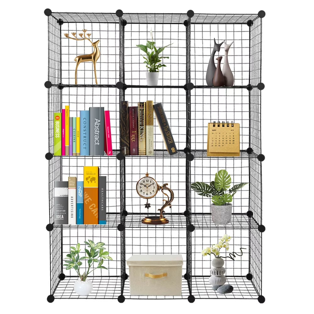 12-Cubes Metal Grid Storage Shelves Organizer N97690