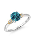925 Silver and 10K Yellow Gold London Blue Topaz and White Lab Grown Diamond 3-Stone Engagement Ring H54811