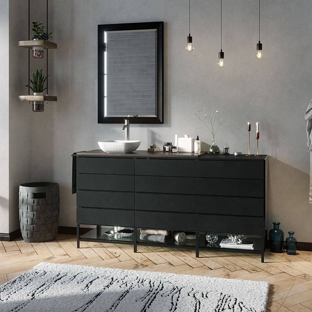 Composite Square Vessel Bathroom Sink with Faucet Q633
