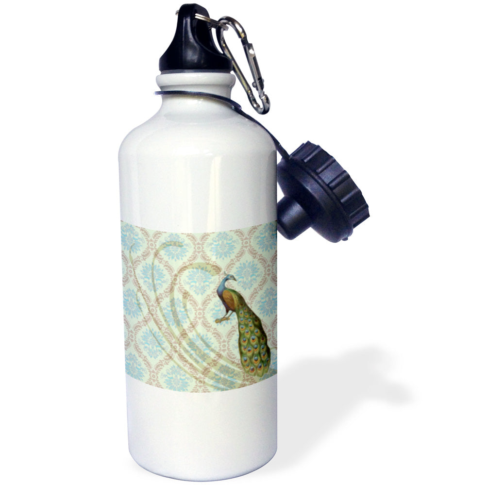 Vintage Elegant Victorian Peacock Damask Water Bottle, 21-ounce S7441
