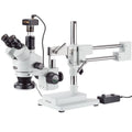 3.5X-45X Stereo Zoom Microscope on Dual Arm Boom Stand with 144-LED Ring Light and 3MP Camera N7147