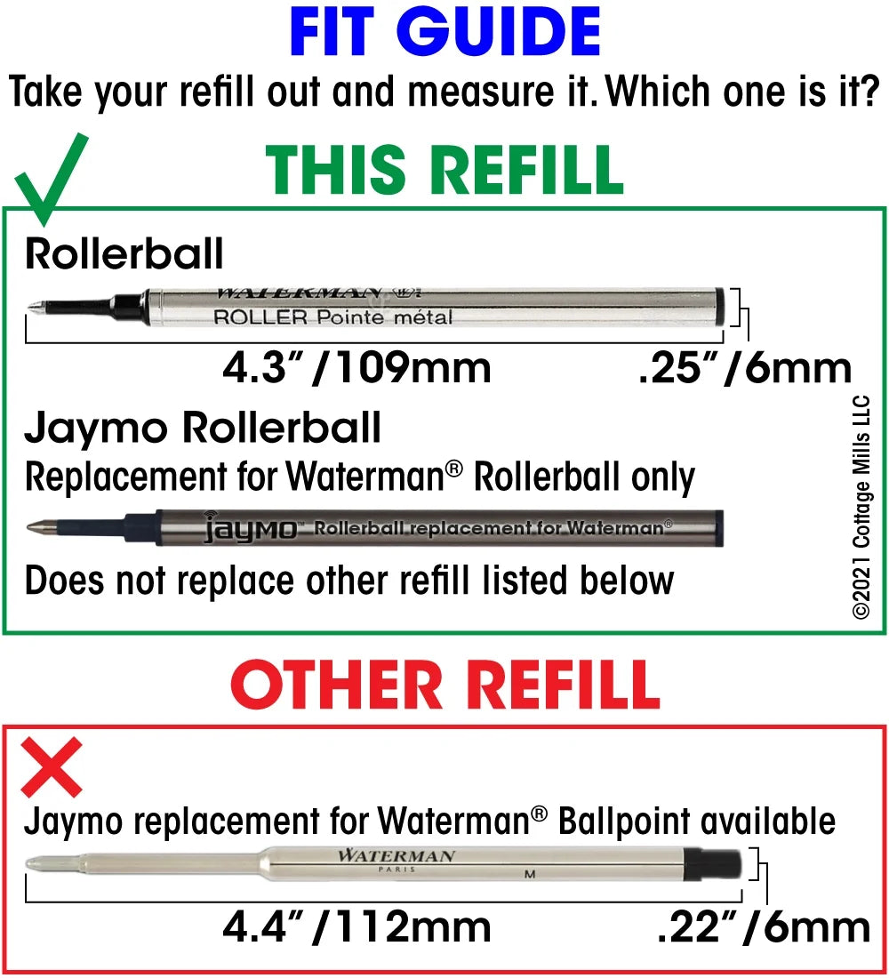 Rollerball Pen Refill, 12 Black P586358