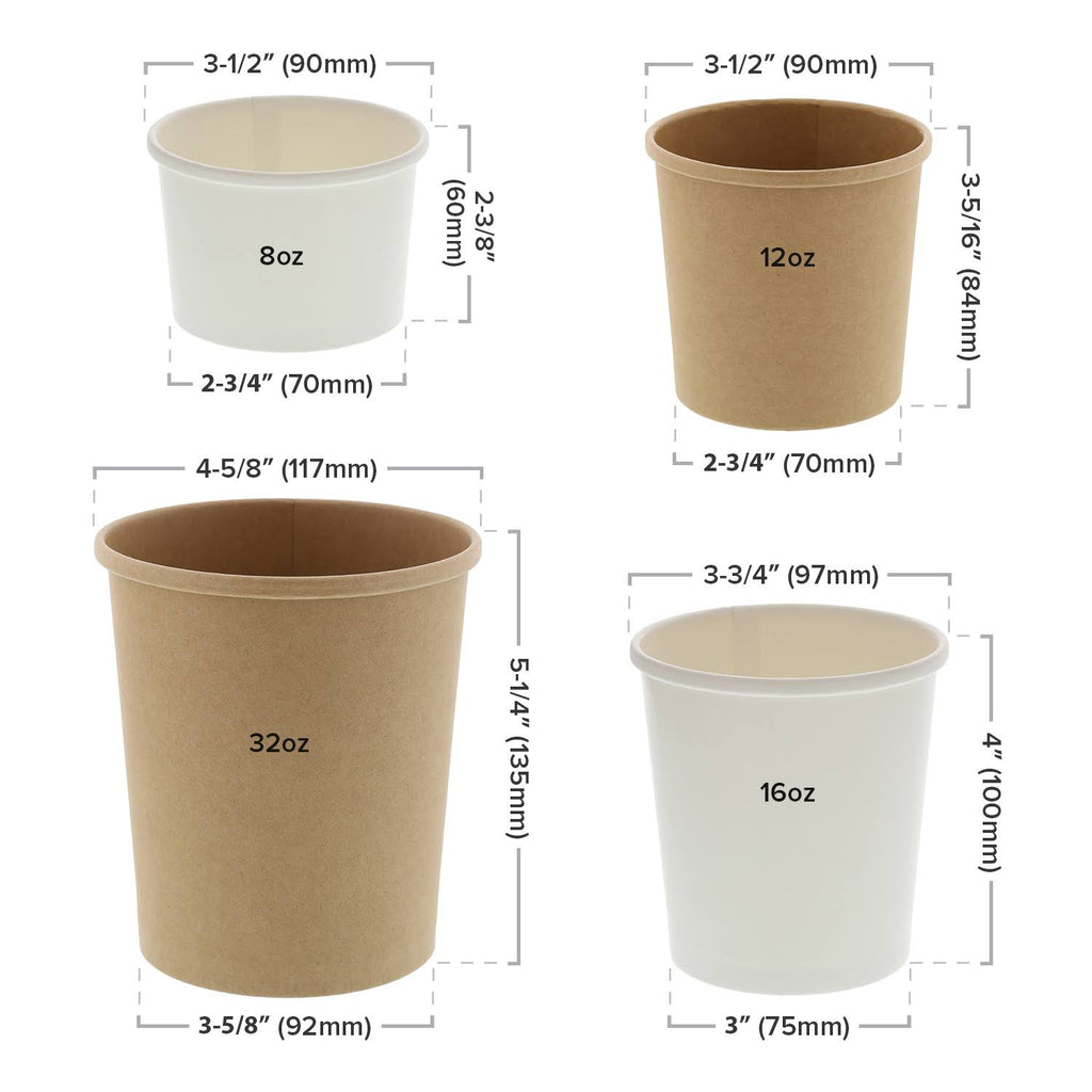 8 oz Kraft Paper Food Containers Case of 500 B1890