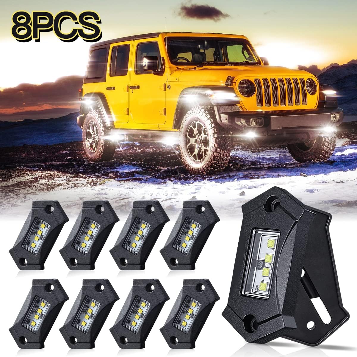 White LED Rock Lights 12 Pods Waterproof J917