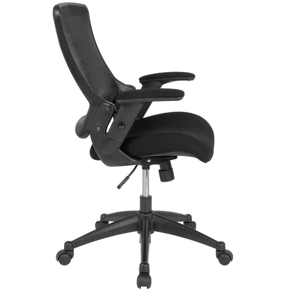 Black Mesh Executive Swivel Office Chair with Molded Foam Seat and Adjustable Arms S728