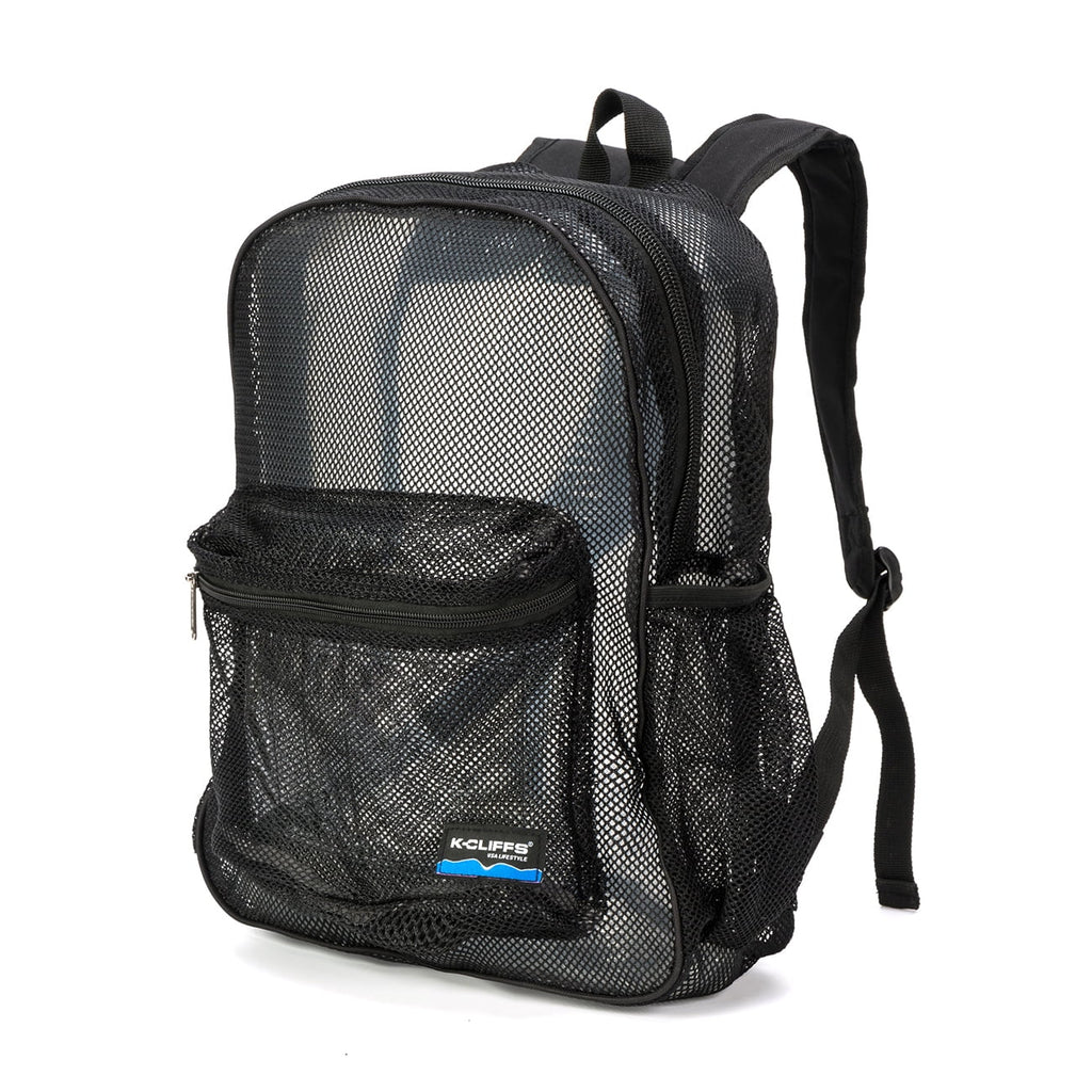 Black Mesh See Through School Backpack V9687
