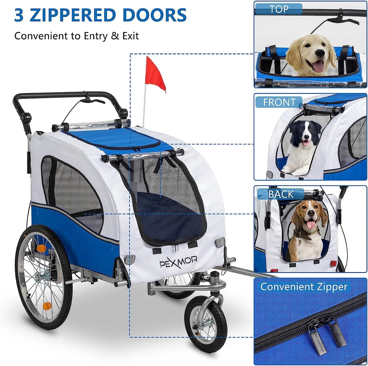 2-in-1 Dog Bike Trailer Pet Stroller with Universal Hitch V6675