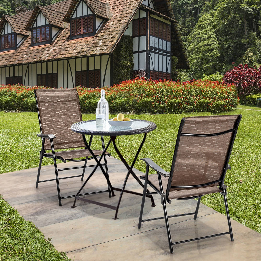 4 Piece Brown Outdoor Folding Chair with Armrest P4434