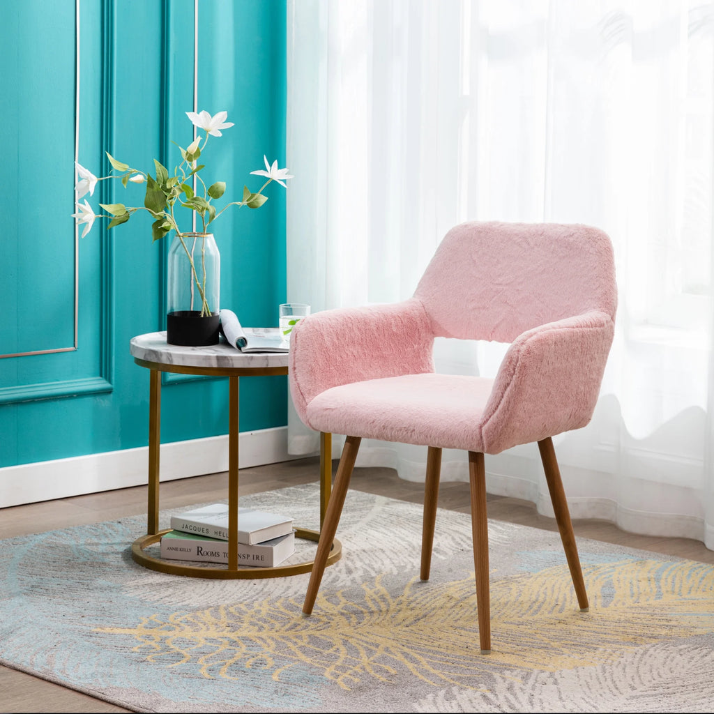 Faux Fur Dining Chairs with Solid Steel Leg A191