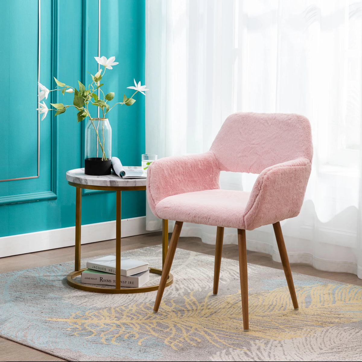 Faux Fur Dining Chairs with Solid Steel Leg A191