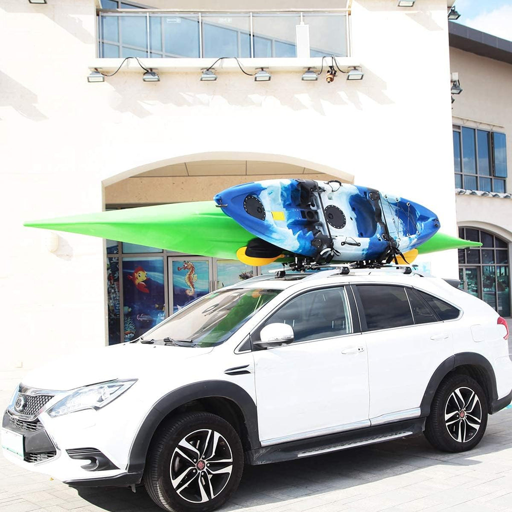 Aluminum Folding Kayak Rack for 2 Kayaks, J-Style 4 in 1 Kayak Carrier with Paddle Holder, 2 Piece Y65285