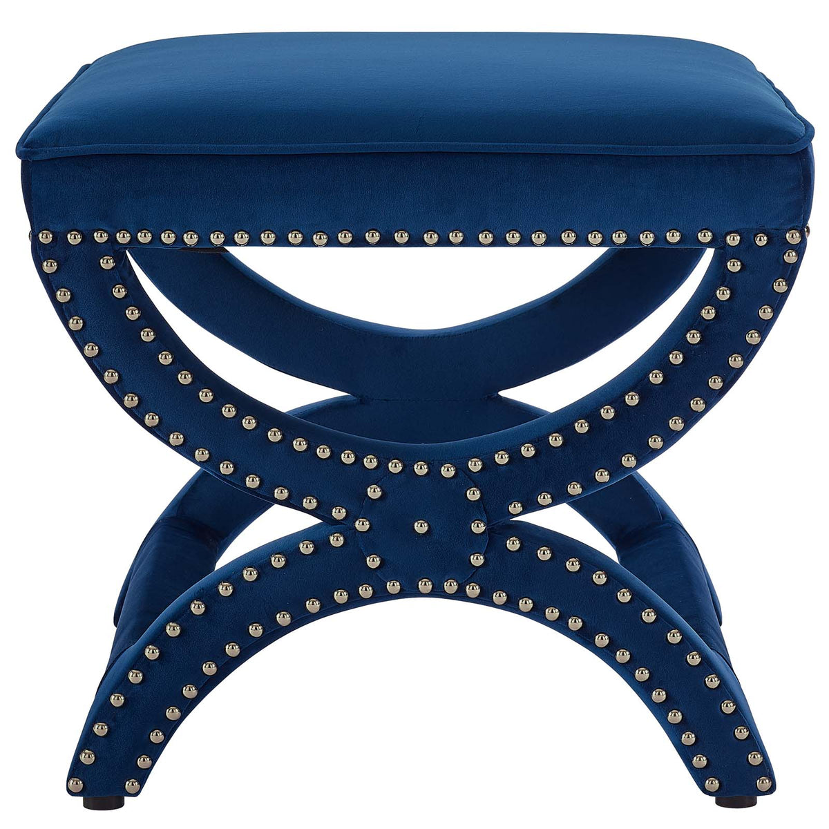 Navy Blue Velvet Accent Chair and Ottoman P5317
