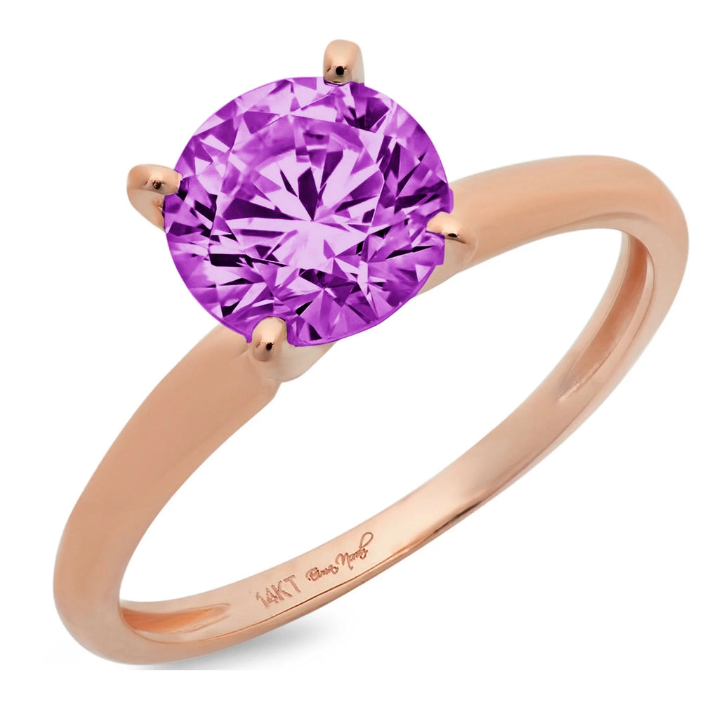 14k Rose Gold Simulated Alexandrite Ring Size 10.5 F852709
