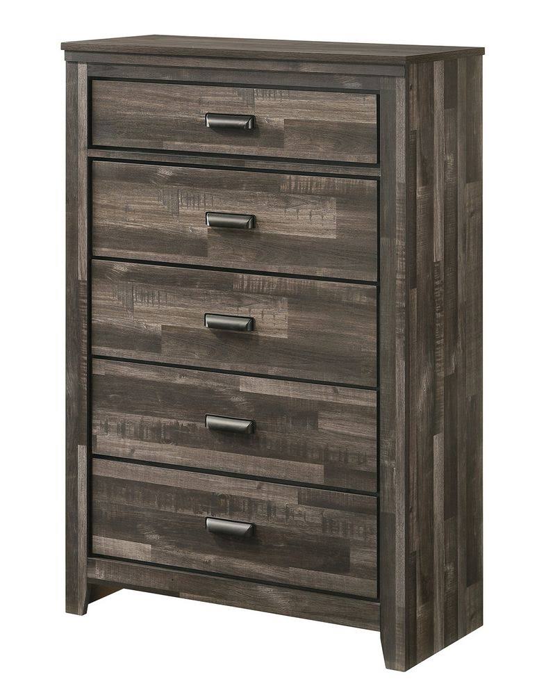 Weathered Grey Wood 5-Drawer Chest B9381