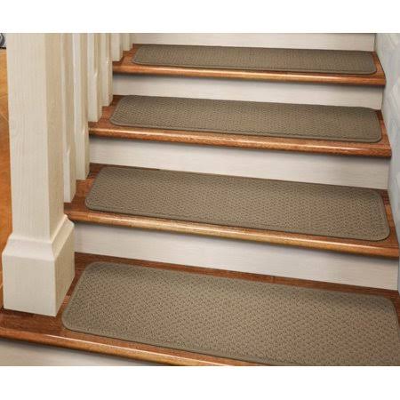 Set of 15 Adhesive Carpet Stair Treads - Camel Tan - 8 in. x 30 in. O7521