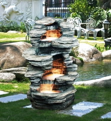 Four Level Indoor/Outdoor Rock Fountain With Halogen Light Q1556