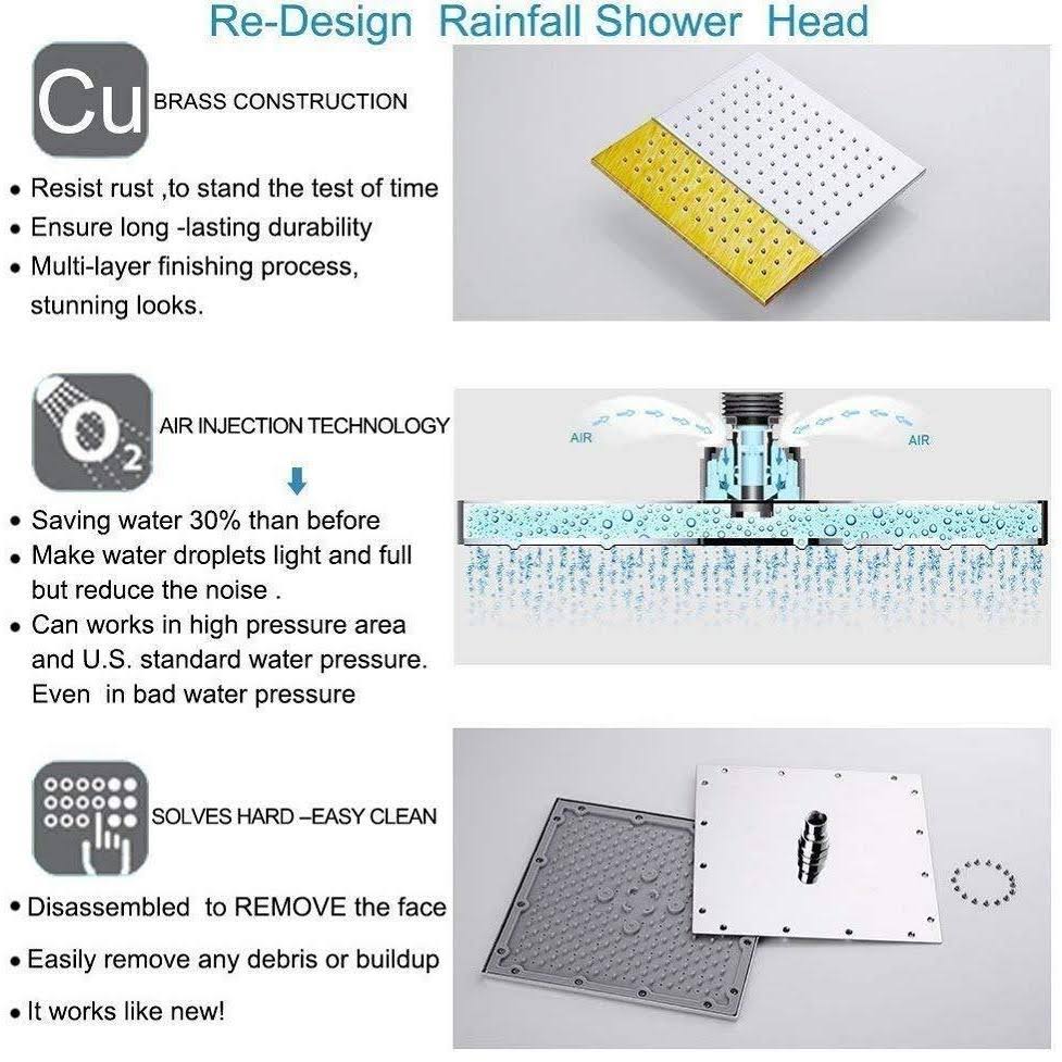 Antique Brass Rainfall LED Shower Set with Handheld Shower V564