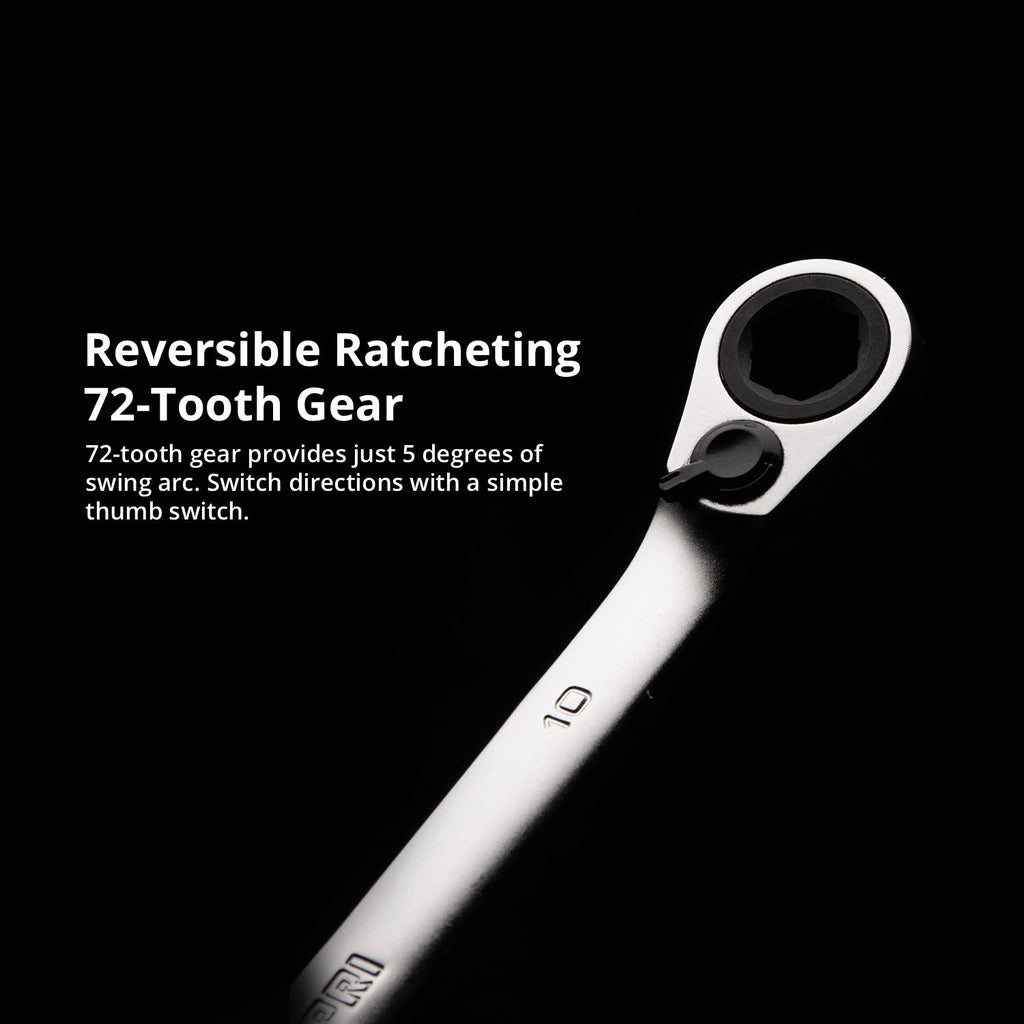 SAE 6-Point Long Pattern Reversible Ratcheting Combination Wrench Set (8-Piece) K1975