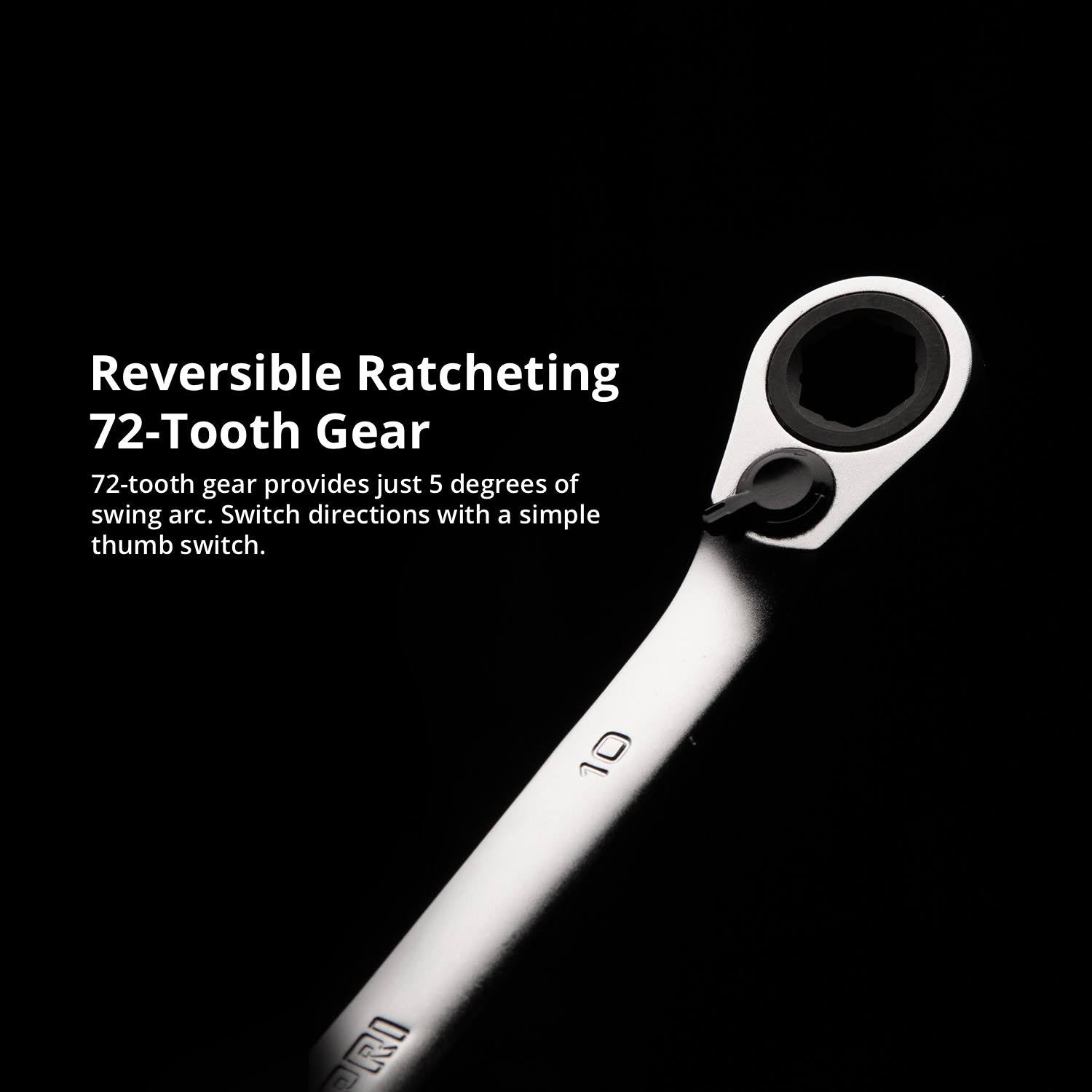 SAE 6-Point Long Pattern Reversible Ratcheting Combination Wrench Set (8-Piece) K1975
