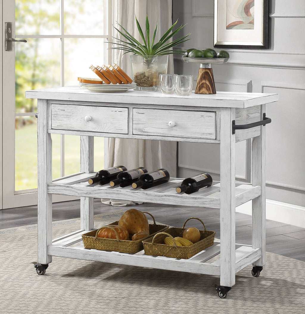 White Two-Drawer Kitchen Cart U697088