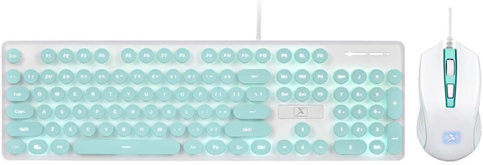 White LED Backlit 104 Keys Wired USB Gaming Keyboard Mouse Combo I446964