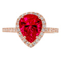 Pink Rose Gold Pear Cut Halo Ring Size 4.25 U783120