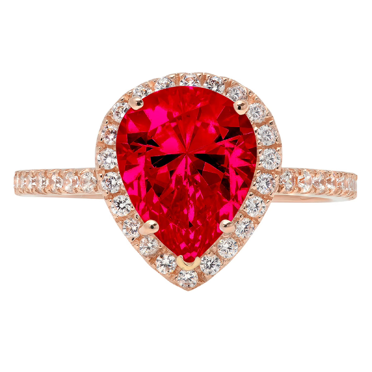 Pink Rose Gold Pear Cut Halo Ring Size 4.25 U783120