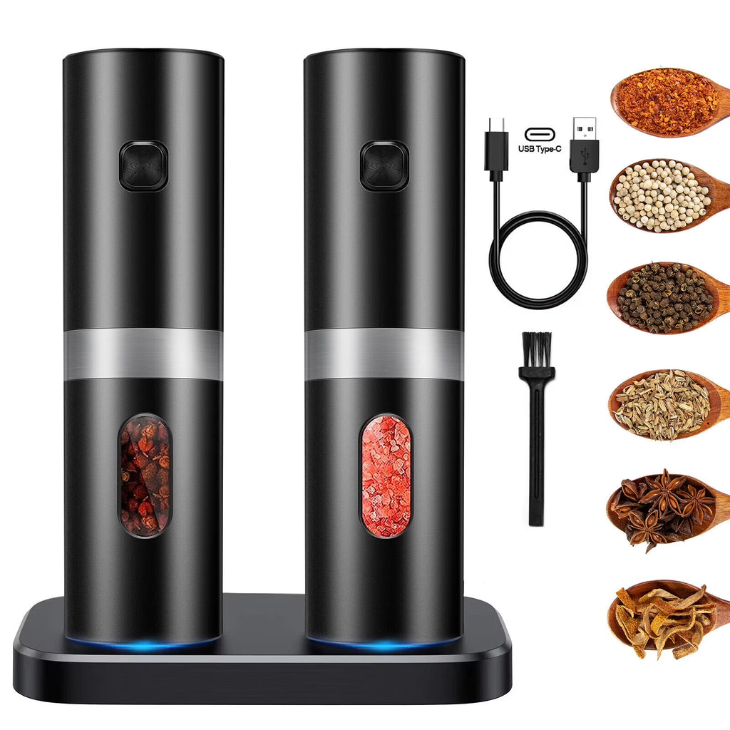 Electric Black Salt & Pepper Grinder USB Mill X482720