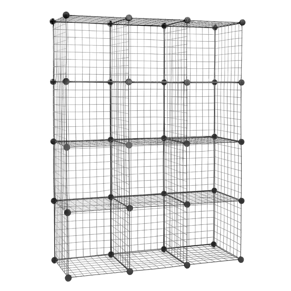 12-Cubes Metal Grid Storage Shelves Organizer N97690