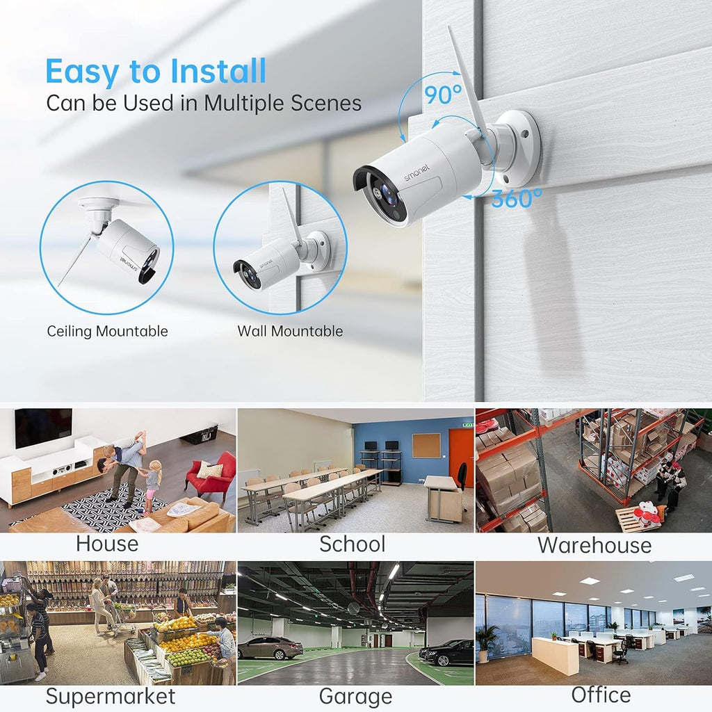 3MP Wireless Security Camera System with 12" Monitor, 8CH NVR Kit, 4Pcs Outdoor Indoor IP Cameras H237416