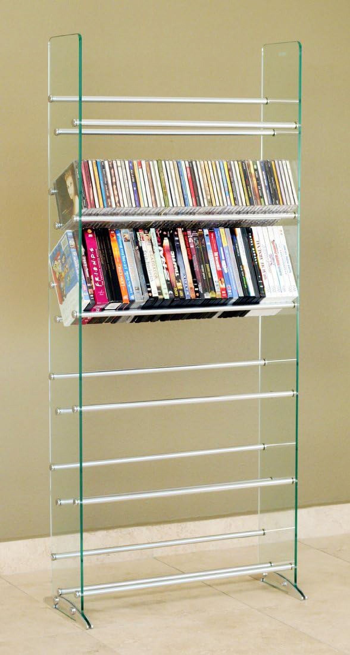 Clear/Silver Glass CD/DVD Rack V8454