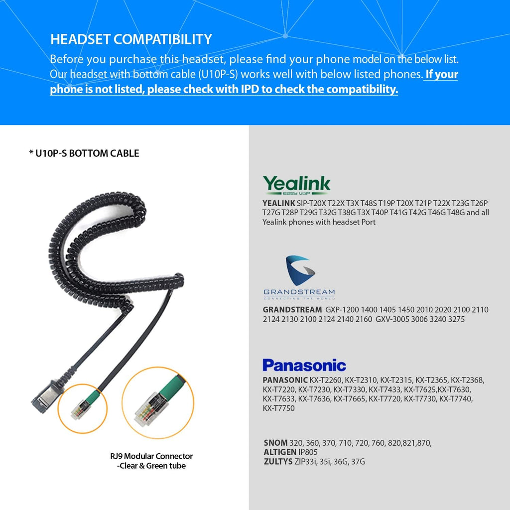 Professional Monaural Noise Cancelling Corded Headset Pack of 2 S404583