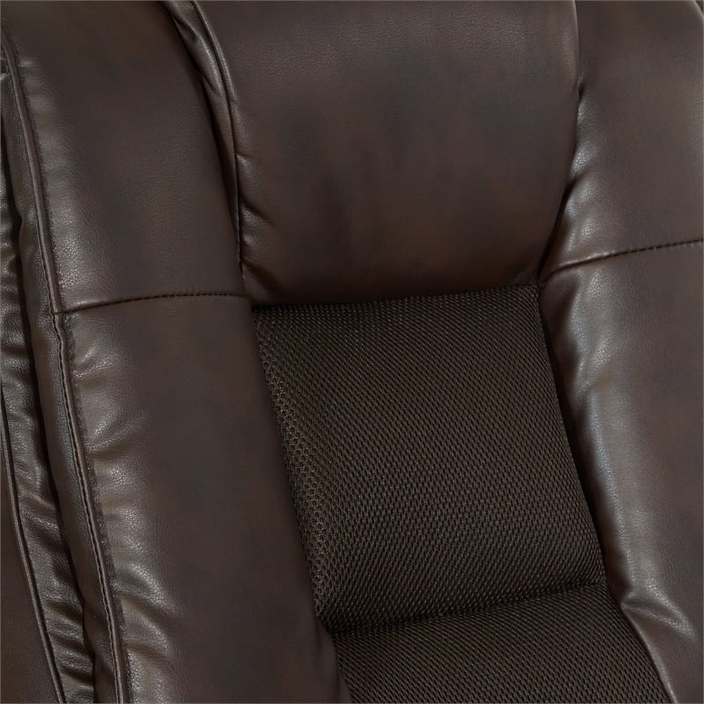 Bonded Leather Chair in Espresso with Cocoa Coated Flip Arms F227
